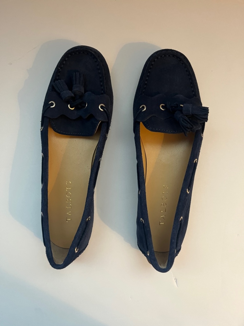 Talbots Navy Suede Tassel Penny Loafers